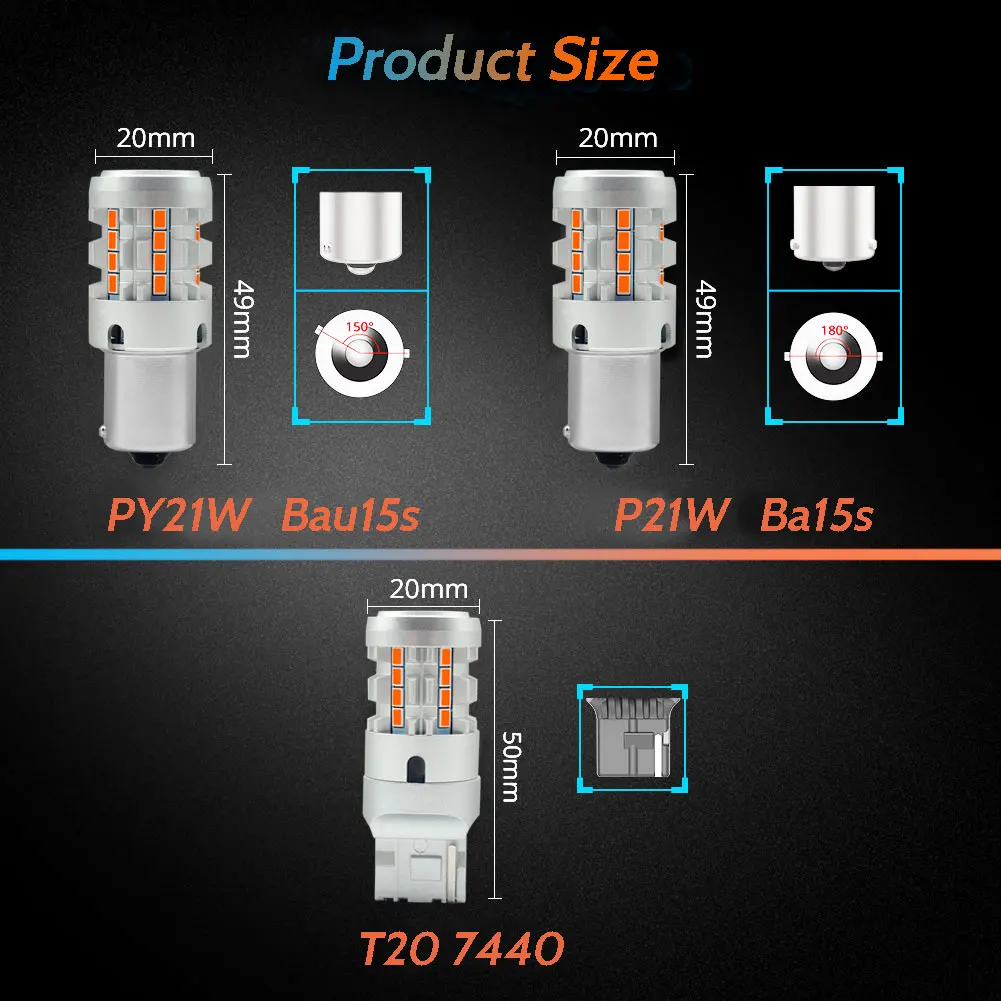 СВЕТОДИОДНАЯ Лампа PY21W BAU15S 12496 янтарно-желтая Canbus сигнальная лампа встроенный