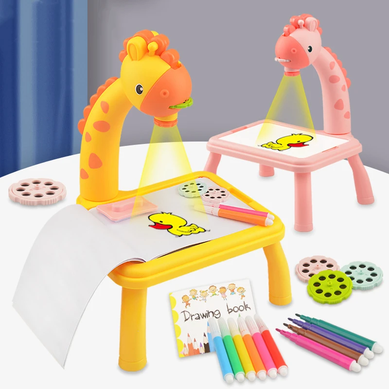 

Kids Mini Led Art Drawing Table Toy Set with Box Projector Painting for Kid Small Drawing Board Desk Educational Toys Gifts