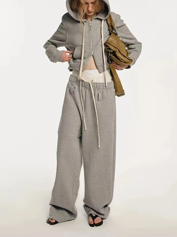 Свободные повседневные брюки на завязках с двойной талией универсальные