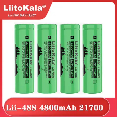 Новинка 2022, LiitoKala Lii-48S 3,7 в, 21700 мАч, литий-ионная аккумуляторная батарея 4800 А, сила тока 2С, разряд тройных литиевых батарей