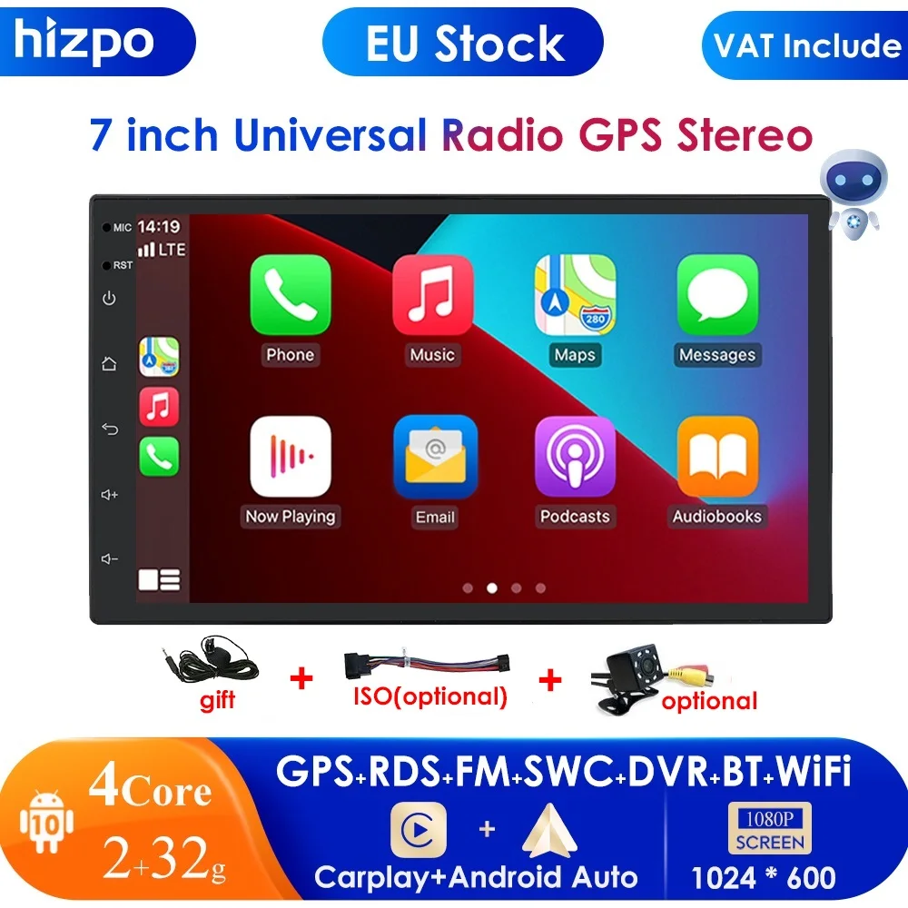 Автомагнитола 2 Din 7 дюймов Android мультимедийный плеер с GPS Wi-Fi Bluetooth универсальная