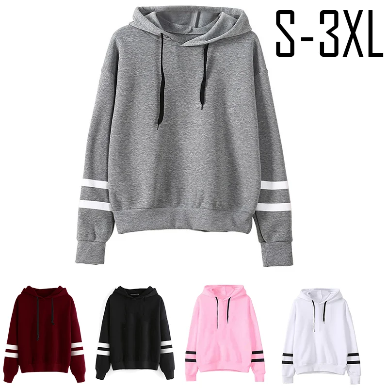 Spring Autumn Women's Long Hoodies Oversize Loose Tops Hooded Korean Style Casual Striped Preppy Home