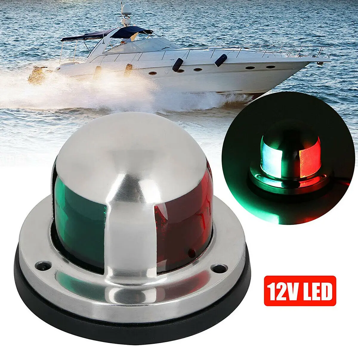 

Bow Light 100% Brand New 225 Degrees Navigation Lights Polycarbonate Lens Red Silver For Pontoon Yacht Skeeter