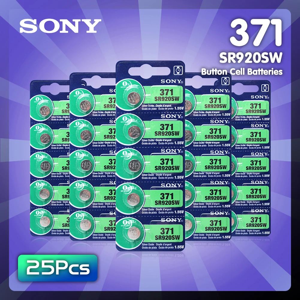 

25Pc Sony AG6 SR920 SR920SW 371 370 SR69 605 SP371 Silver Oxide 1.55V Battery Button Cell Watch Batteries Repair Accessories