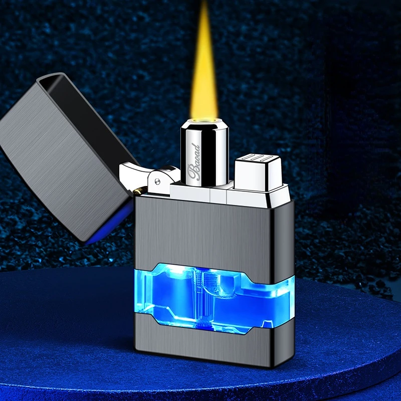 

New Metal LED Light Direct Charging Windproof Inflatable Lighter Ultrathin Windproof Cigar Lighter Outdoor Barbecue Camping Tool