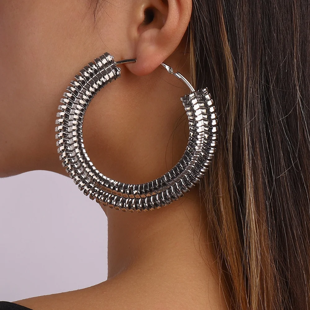 

Hoop Earrings For Women Punk 70mm Diameter Wide Big Statement Hip Hop Thick Earrings Brincos Jewelry Accessories New