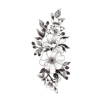 temporary tattoo sticker black plain flower jewelry branches leaves fake tattoos waterproof tatoos arm large size for women girl
