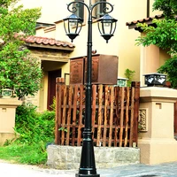 outdoor pole courtyard lamp waterproof 1 39 2 5m antique 2 head post lamp for european villa farmhouse yard lawn garden lights
