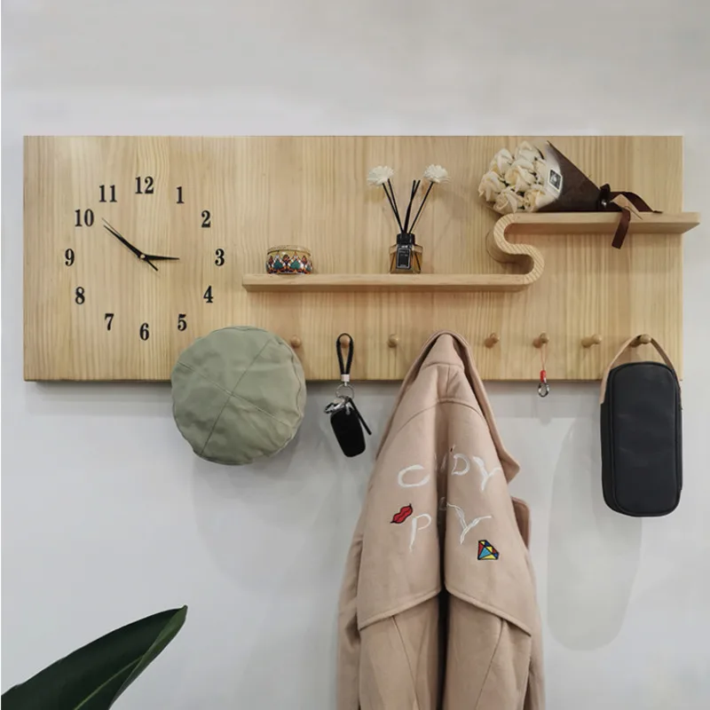 

Power Meter Box Decorative Painting With Hanging Coat Hanger Solid Wood Hanging Clock Distribution Box Wall Decor