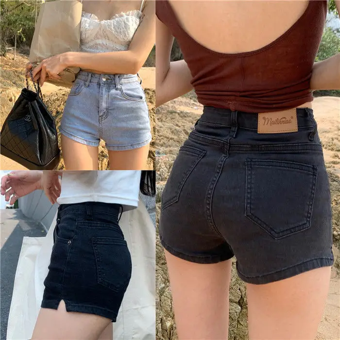 High Waist Clothing Korean Vintage Hot Summer Wide Leg Fashion Short Pants Women's Elastic Sexy Casual Jean Denim Shorts Female