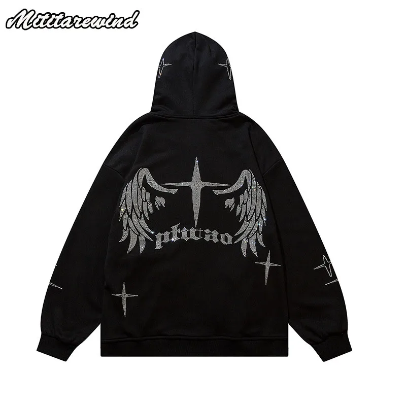 

Американское весеннее крыло, горячая фиксация, ранний уличный Мужской пуловер, толстовки Y2k, свободное повседневное дизайнерское пальто в стиле хип-хоп, Свитшот