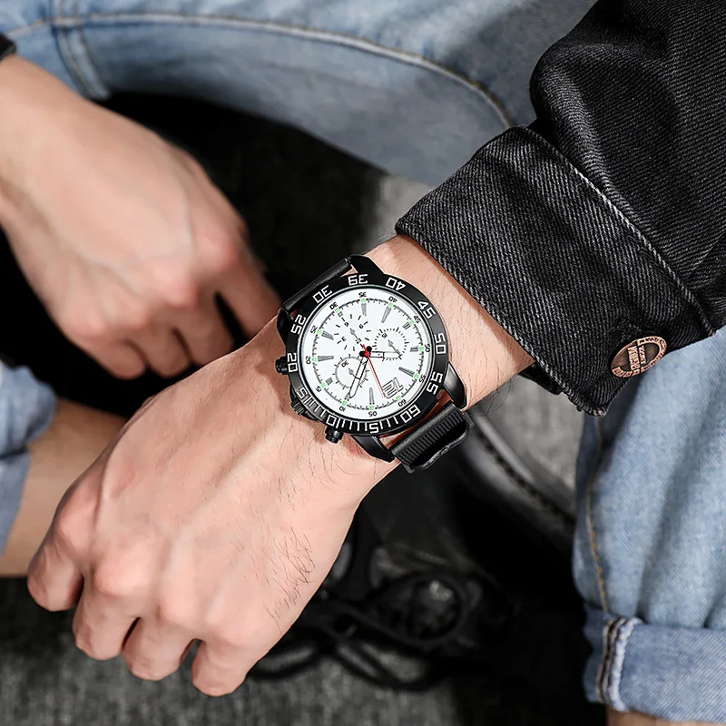 Часы наручные мужские с большим циферблатом повседневные светящиеся люксовые из