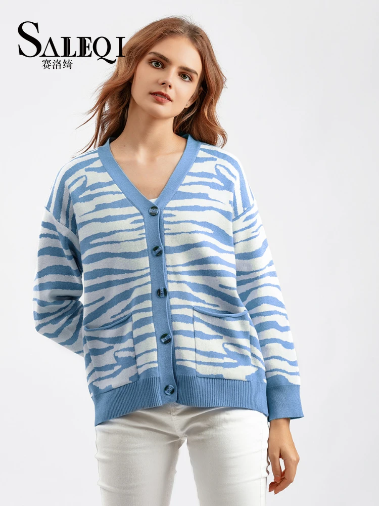 

Women autumn and winter v-neck long-sleeved loose large knitted Cardigan sweater blouse coat 2023
