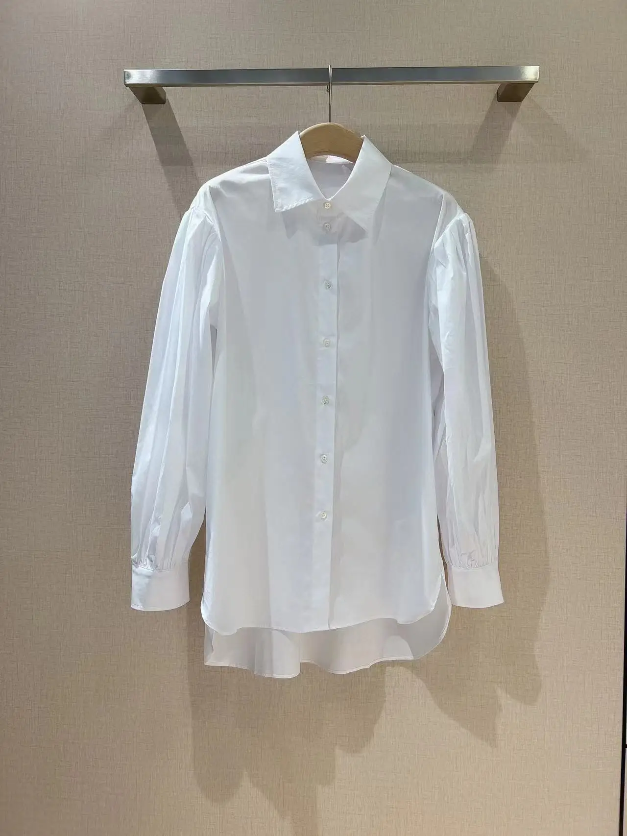 Fyion High Quality Women's Solid White Shirts Blouse Fashion Runway Vacation Party Summer 2022 Long Sleeves Blouse