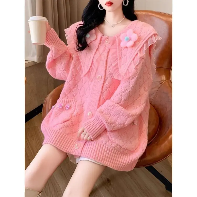 Осенне-зимний новый милый вязаный корейский кардиган в ленивом стиле и