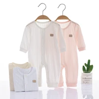 baby onesie thin summer pair button long sleeved romper newborn boy baby girl pajamas romper