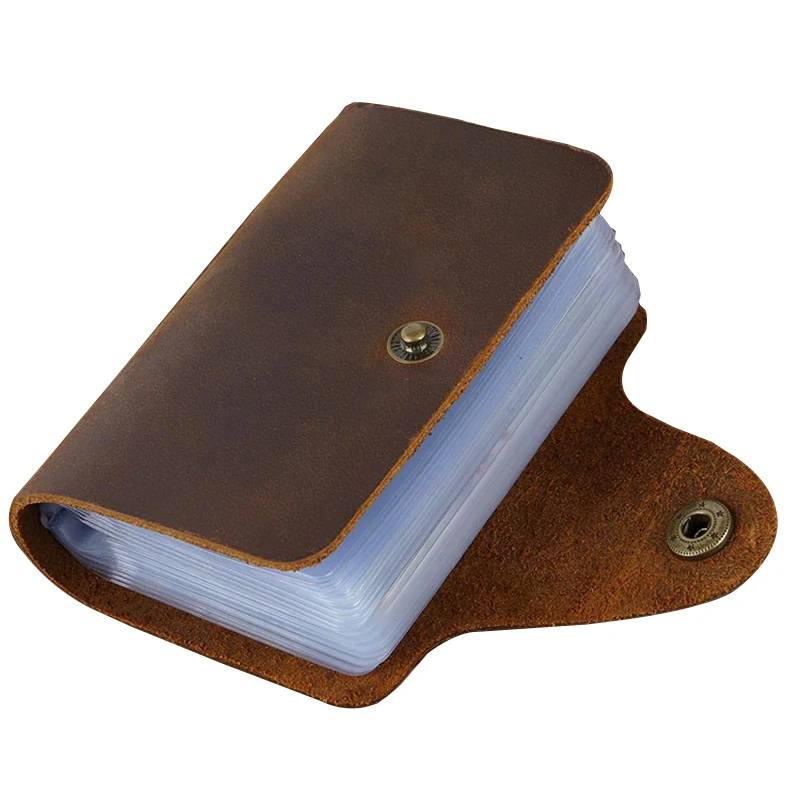 Миниатюрный бумажник из натуральной кожи органайзер для файлов с 20 кармашками