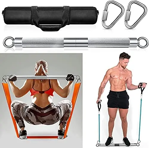 

Detachable Resistance Bands Bar 30"/35.4"/38.5" Length Workout Bar Exercise Bar Max Load 500LBS for Home Gym Workout Hand grippe