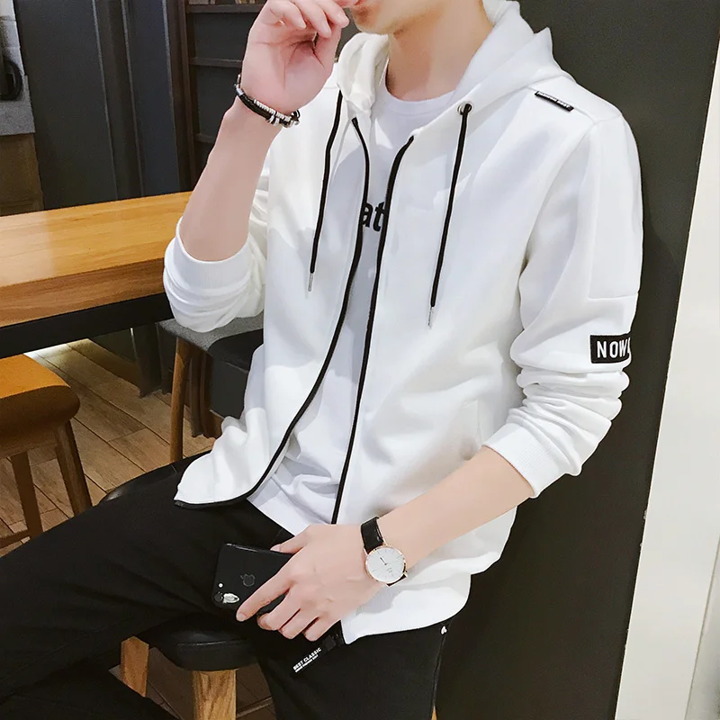 

Korea Style Wite Sweatsirts Men dies Aryle dies Dress ded omme Zipper Streetwear ip op Clotin Male OverSize 4XL