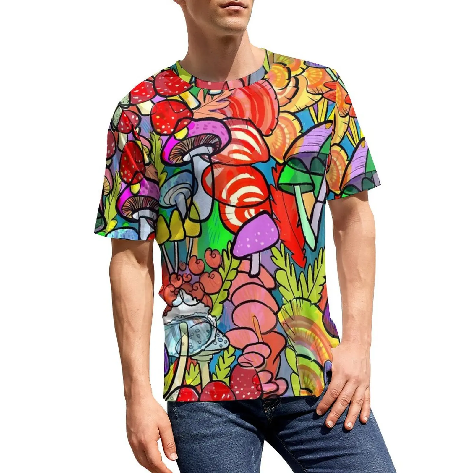 

Forest Appeared T Shirt Men Colorful Mushroom Street Style T Shirts Summer Fashion Tee Shirt Short-Sleeved Design Oversize Tops