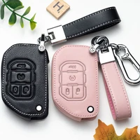leather 2 3 button car key case cover protect shell for jeep 2018 2019 wrangler jl jlu flip remote keyless covers case bag