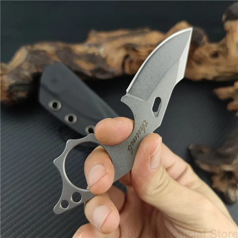 

Outdoor Tactical Camping Survival Stonewash Pocket Fixed Blade Knife 9cr18mov Blade Fishing Utility Rescue EDC Tool with Sheath