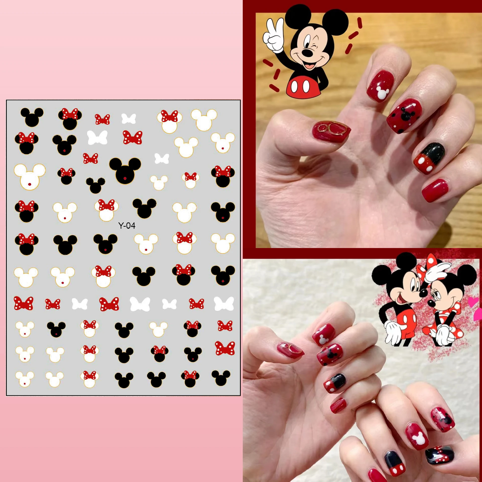 

Cartoon Mickey Logo Nail Sticker Disney Princess Anime Character Nail Decal Nail Art Decoration Stitch Nail Art Stickers Slider