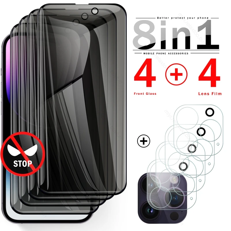 

8 In 1 Camera Protective Glass For Iphone 14 Pro Max Privacy Sceen Protectors Film Aifon Iphon Iphoen Ipone Iphoe 14 ProMax Plus