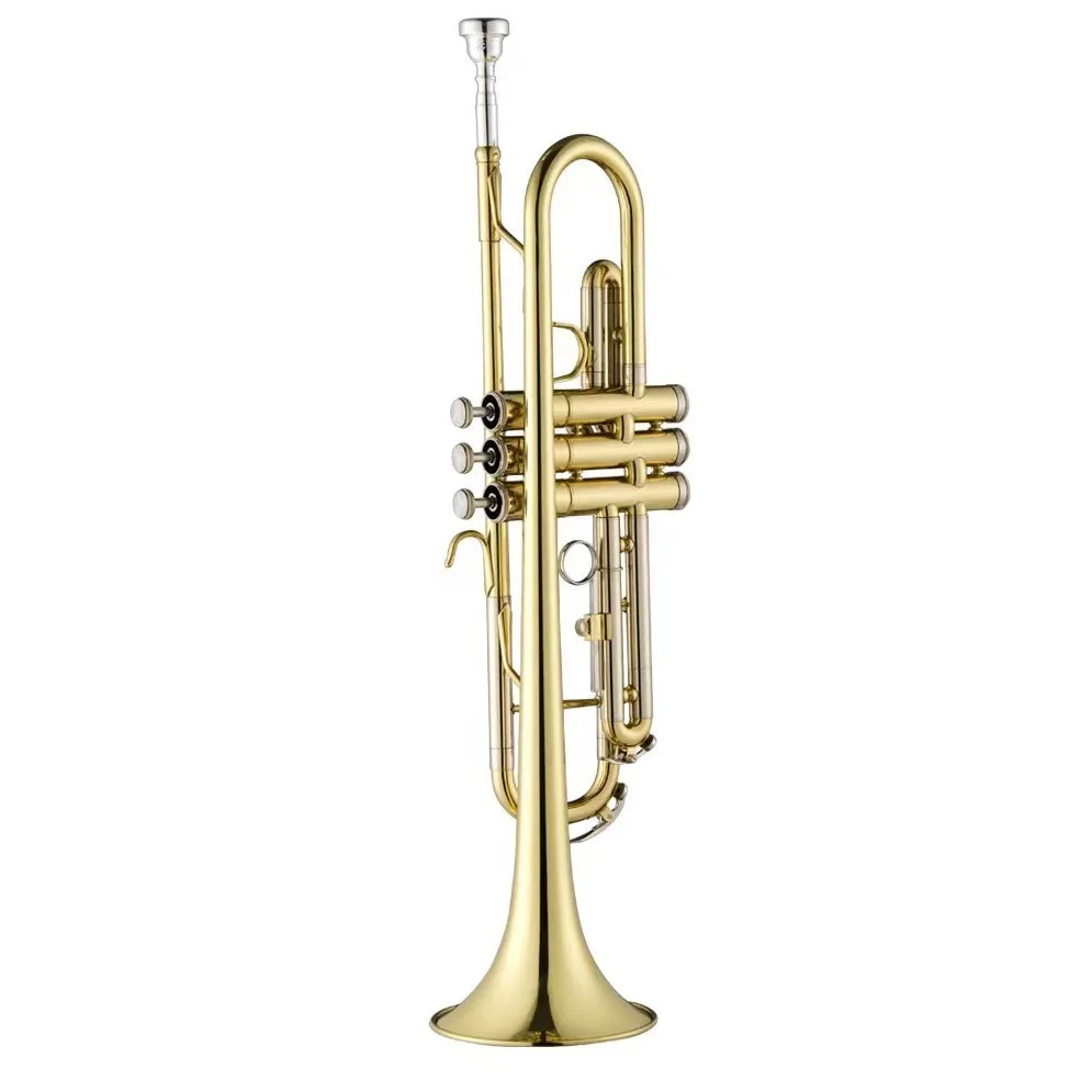 

Hot selling Bb flat gold lacquer trumpet brass instruments for beginner