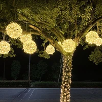 220v 2030cm rattan ball string lights outdoor hanging landscape fairy lights for garden courtyard party wedding christmas decor
