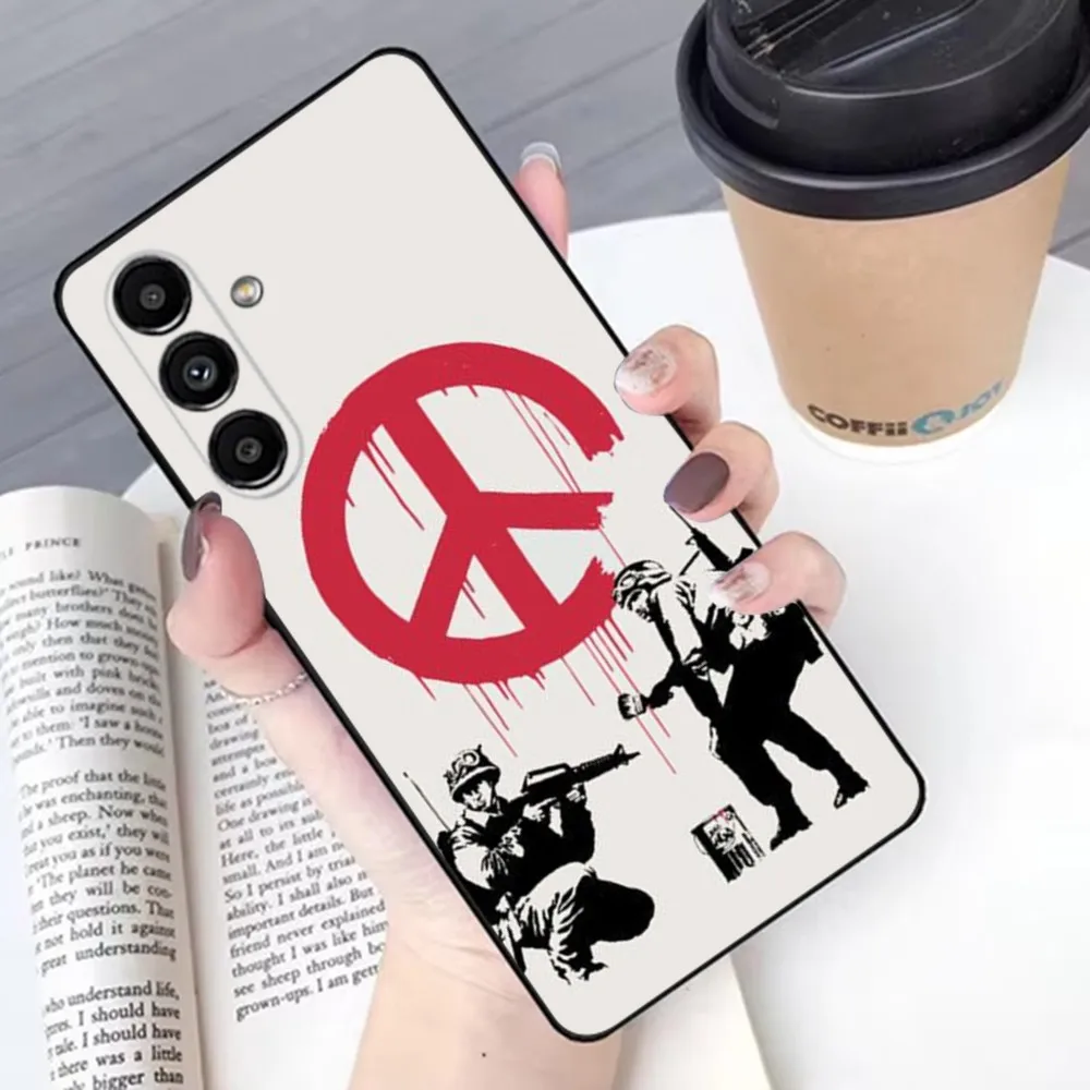Street Art Banksy Graffiti Phone Case For Samsung S24 23 22 30 21 10 9 Ultra Plus Lite FE Soft Silicone Black Cover