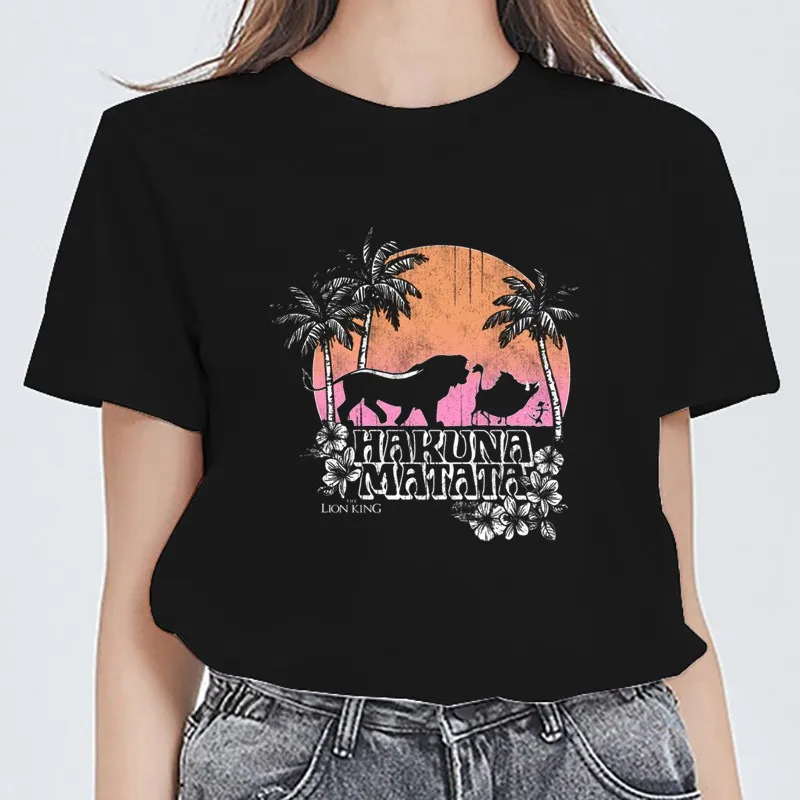 

Lion King Hakuna Matata Gradient Sun Oversize T-shirt Fashion Shirts for Men Anime Cartoon Women's Tee Shirt 90s O-Neck Summer