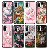 cute cartoon cat flower animal silicone phone case for xiaomi redmi note 9 9t 10 10s 11 11s 11e 8 7 poco m3 m4 pro cover cases