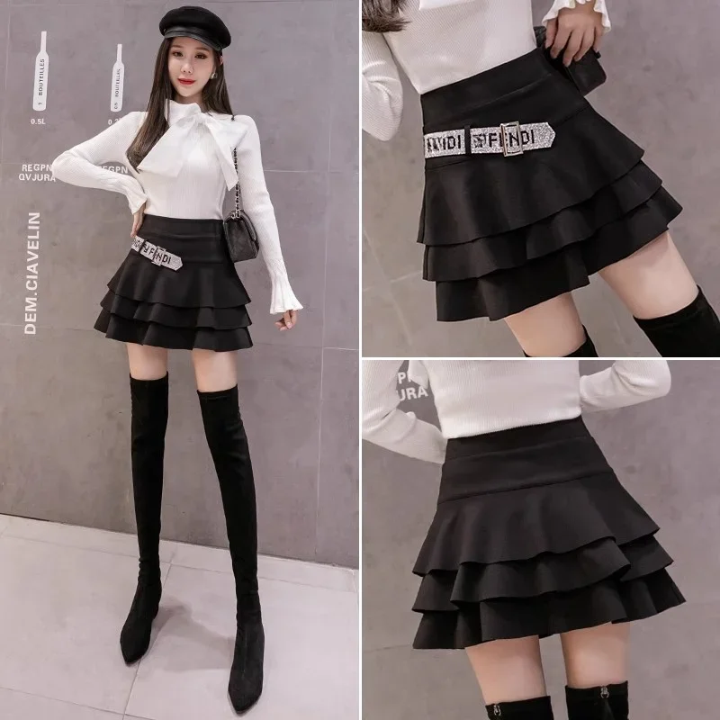 Юбка-трапеция Женская плиссированная с оборками и высокой талией