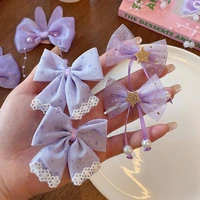 1 set hair clip cute 4 colors chic solid princess ponytail hairband for gift headwear hairpin