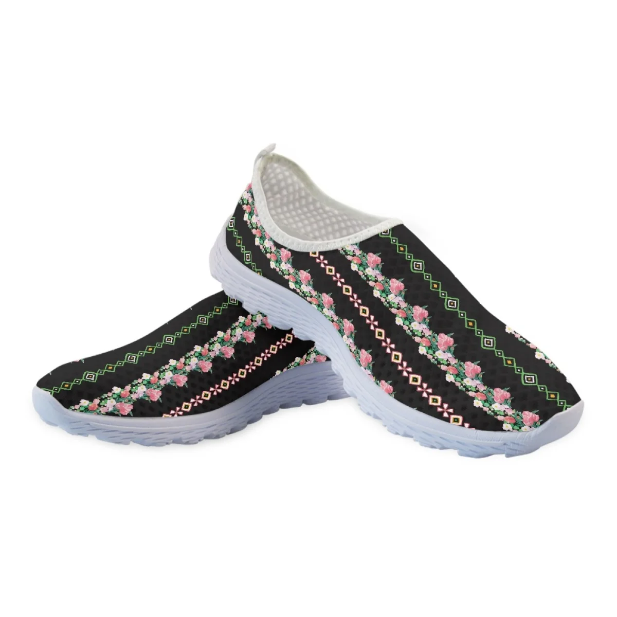 Nopersonality Floral Mosaic Sports Shoes Tribal Cultural Design Women's Mesh Shoe Flat Bottom Breathable Spring Summer New