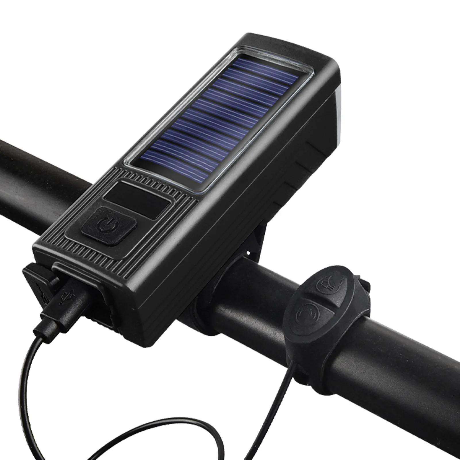 

Bicycle Headlight With Horn USB Charging Bike Front Lights 2 In1 Solar Cycling Front Lamp Flashlight Bicycle Bell Bike Accessory