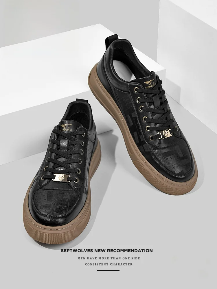 Septwolves повседневная кожаная обувь Новое поступление лета модная мужская
