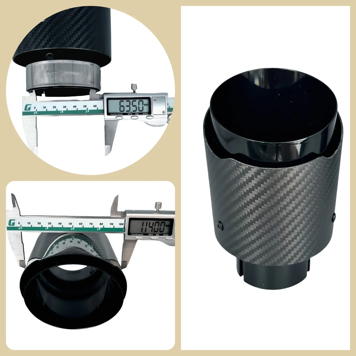 

1 шт. универсальный автомобильный хвостовой горло из углеродного волокна из нержавеющей стали, ярко-черный саржевый матовый глушитель, наконечник выхлопной насадки