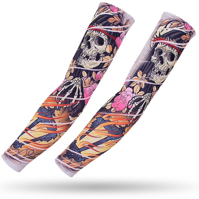 Рукав для бега 2 шт. рыбалки вождения езды на велосипеде рукава 3D-тату летняя