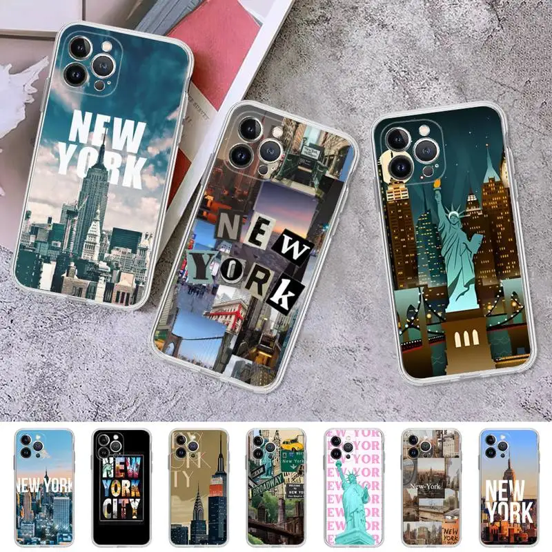 

New York City Phone Case For iPhone 8 7 6 6S Plus X SE 2020 XR XS 14 11 12 13 Mini Pro Max Mobile Case
