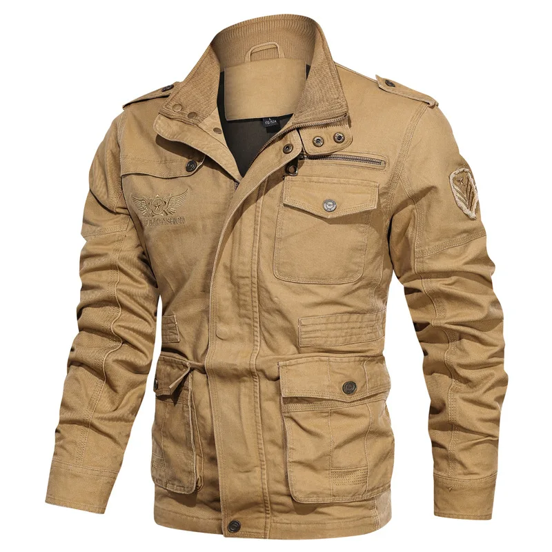 

Men's Mlitary Jacket Outdoor Large Size Casual Cotton Jacket Spring Autumn Combat Jacket Military Work Winbreaker Coat Men