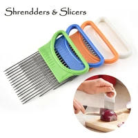 new shrendders slicers tomato onion guide slicing cutter safe fork vegetables slicer cutting aid holder dropshipping