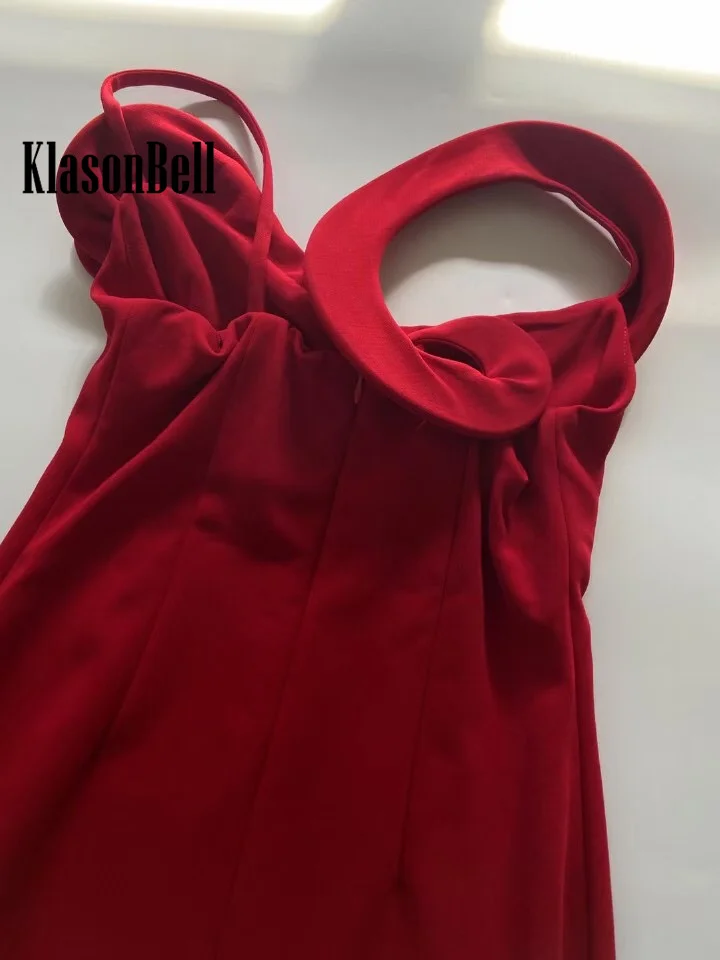 12.16 KlasonBell модное вечернее платье миди с цветочным украшением асимметричное