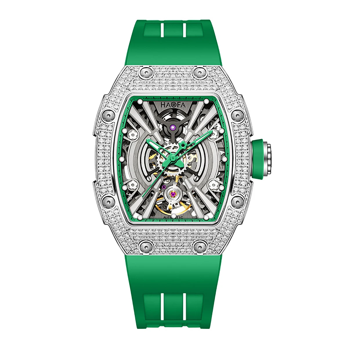 Haofa Роскошные автоматические механические часы для мужчин с бриллиантовым
