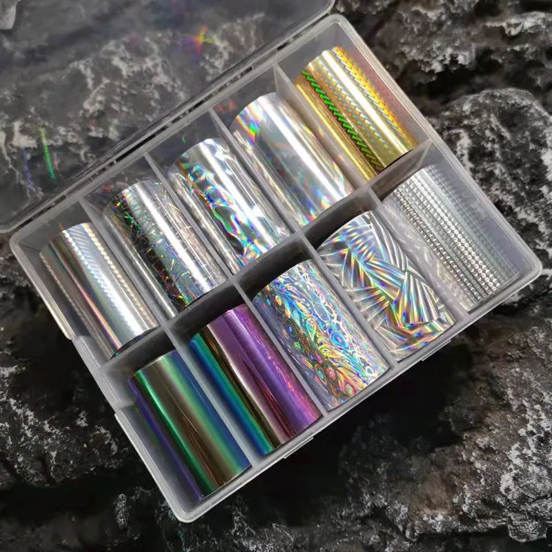 

1 Box Metal Lser Nail Foils for Transfer Paper Metal Silver Mirror Nails Wraps Chameleon Superior Golden Nail Art Decorations
