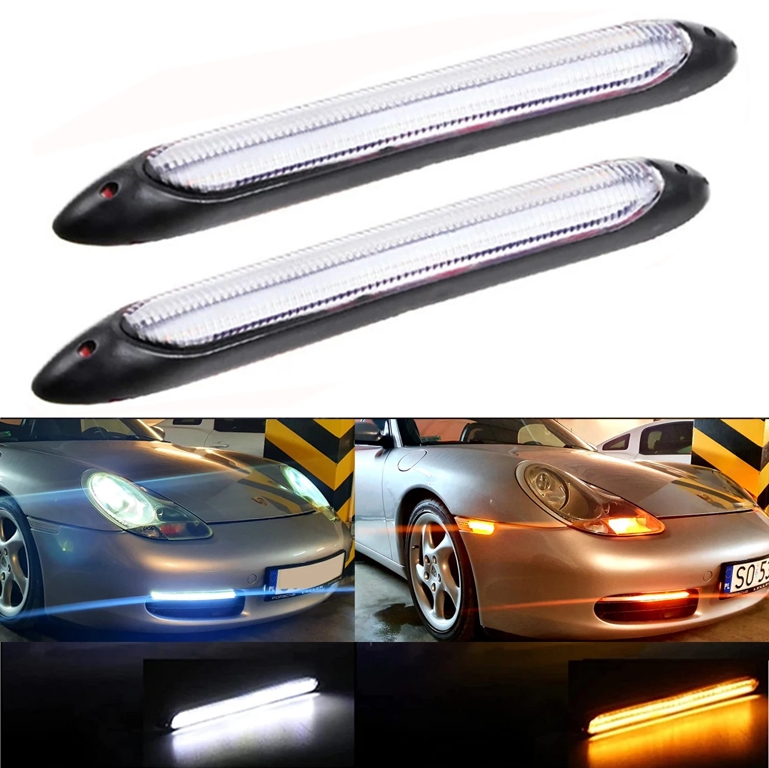 

2pcs Car LED Bar DRL Daytime Running With Sequential Turn Signal Lamp Exterior Accessories Waterproof Headlight Light Strip 12V