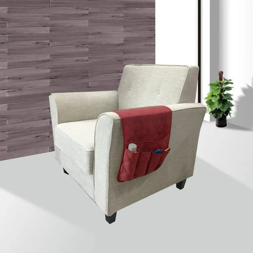 

Waterproof Sofa Armrest Storage Organizer 5 Pockets for Phone Book Magazines