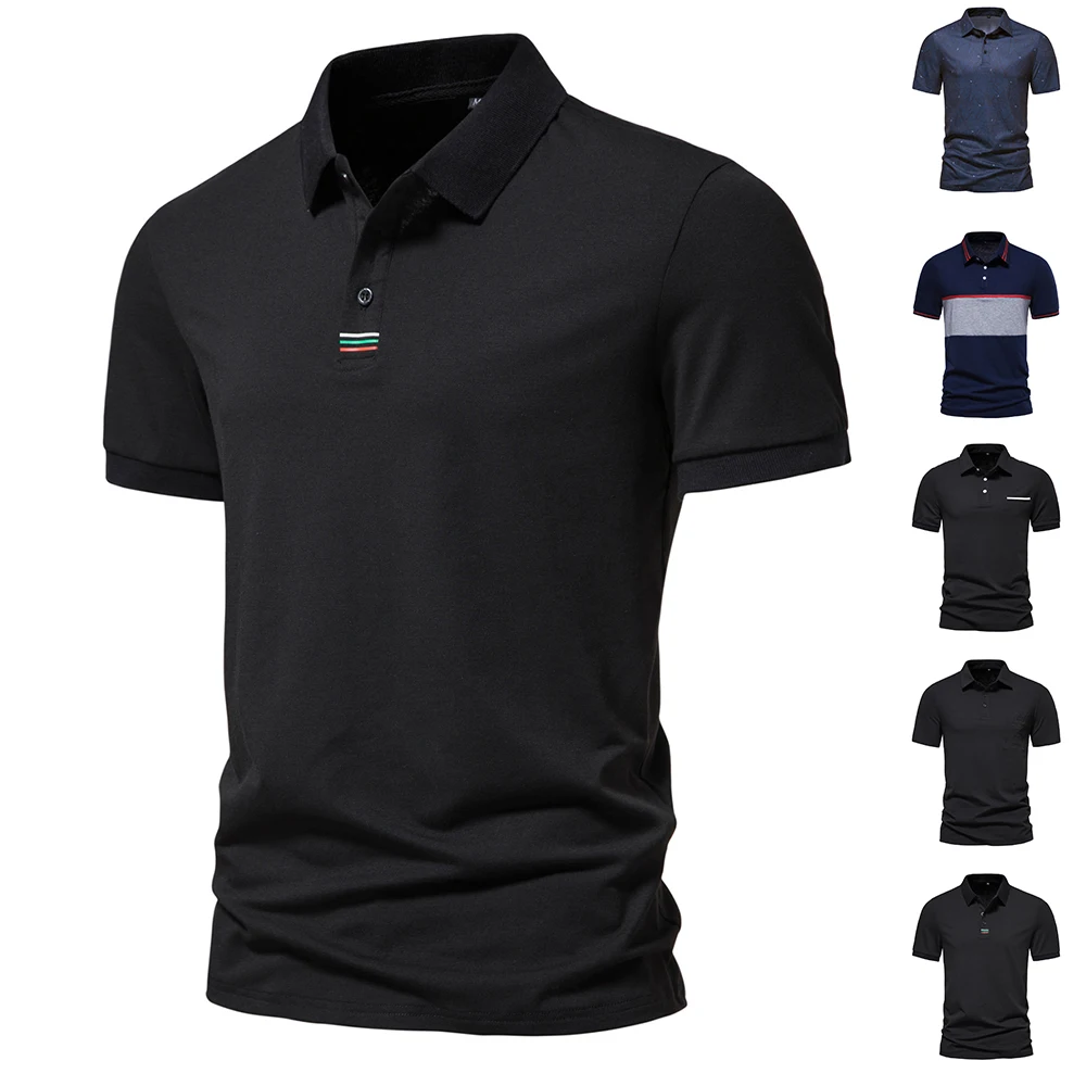 

Lapel Men's Fashion Casual T-shirt Slim Short-sleeved Tee European Size