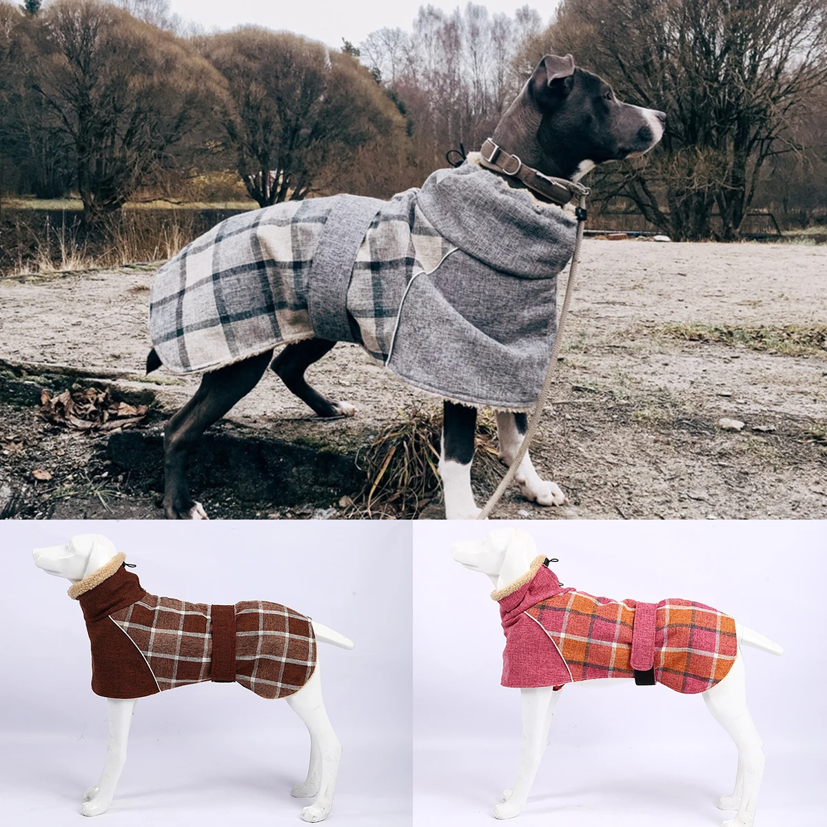 

Pet Coat Dog Winter Jacket Waterproof Windproof Pet Vest Clothes with Reflective Strips Ultra-Warm Cotton Dog Apparel with Leash